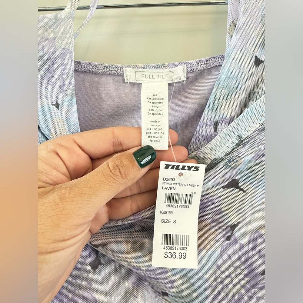 NWT Full Tilt Waterfall Mesh Printed Womens Slip Dress - Picture 12 of 14